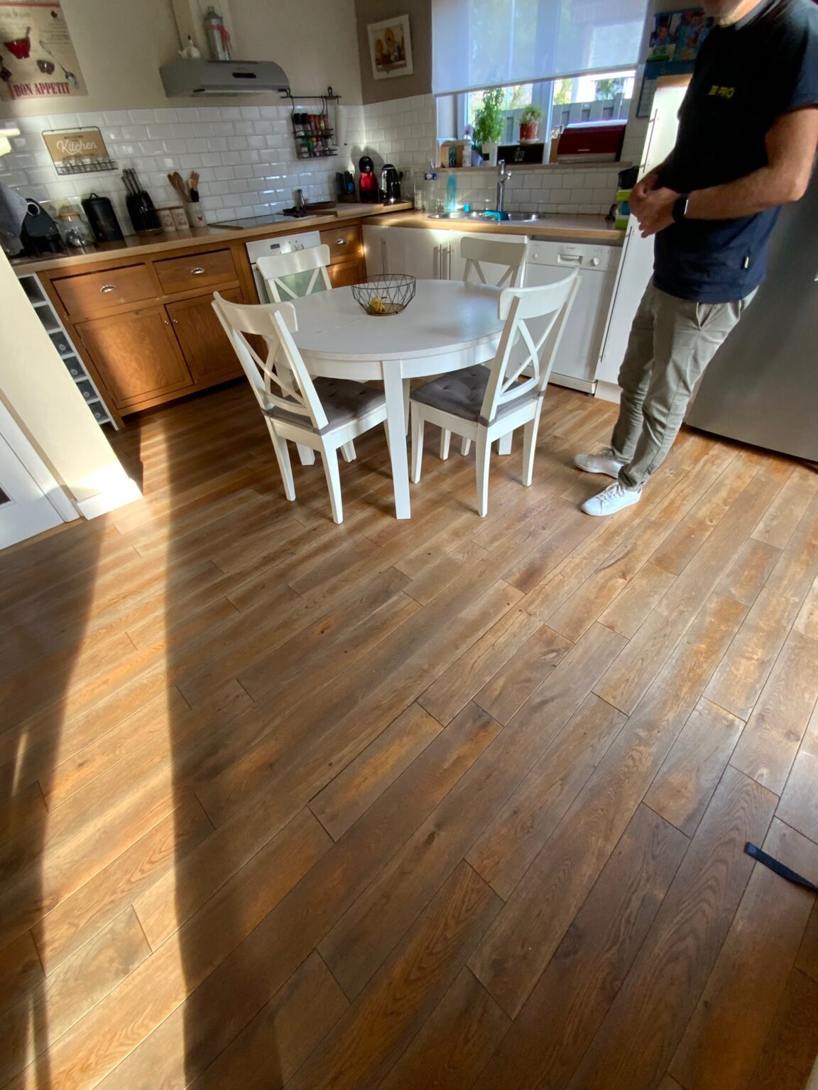 Pose d'un parquet lors d'une extension à Halle